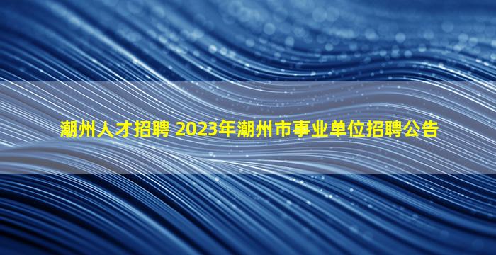 潮州人才招聘 2023年潮州市事业单位招聘公告